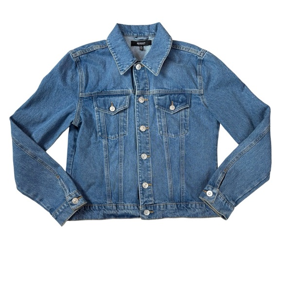 Hudson 100% Cotton Cropped Denim Jean Jacket Slim Fit Blue Women’s Size L/XL - Picture 1 of 8